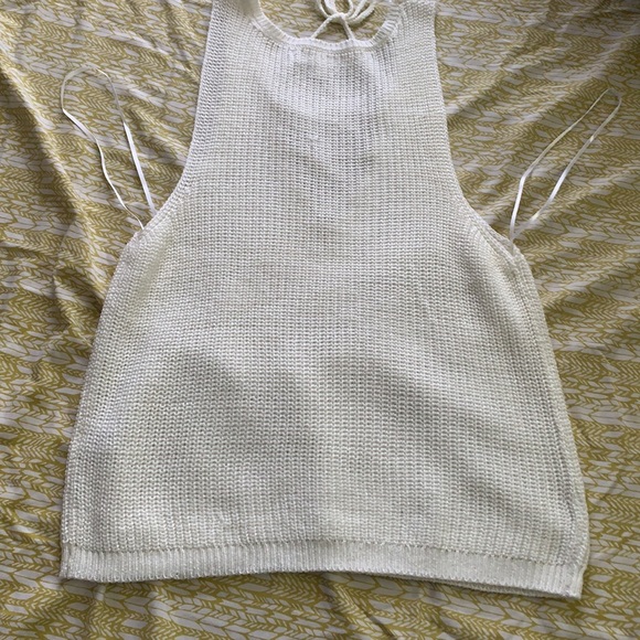 NWOT love tree ivory lace up sweater tank - Picture 4 of 7
